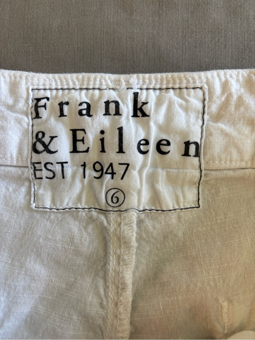 Frank & Eileen Kinsale Hualalai White Cotton Flax Blend Pants Raw Hem Resort 6 - Picture 4 of 8